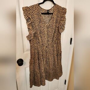 SHEIN Tan Leopard Long Sleeve Dress